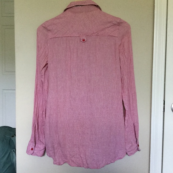 Zara Longsleeve Button-down Red Tunic With Pockets - Picture 9 of 15